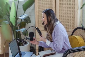 woman hosting a livestream event